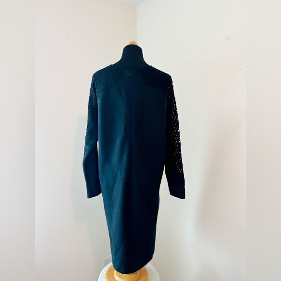 AKRIS PUNTO BERGDORF GOODMAN BLACK LONG SLEEVE DRESS WITH LACE SLEEVES SIZE 10 - Picture 4 of 10